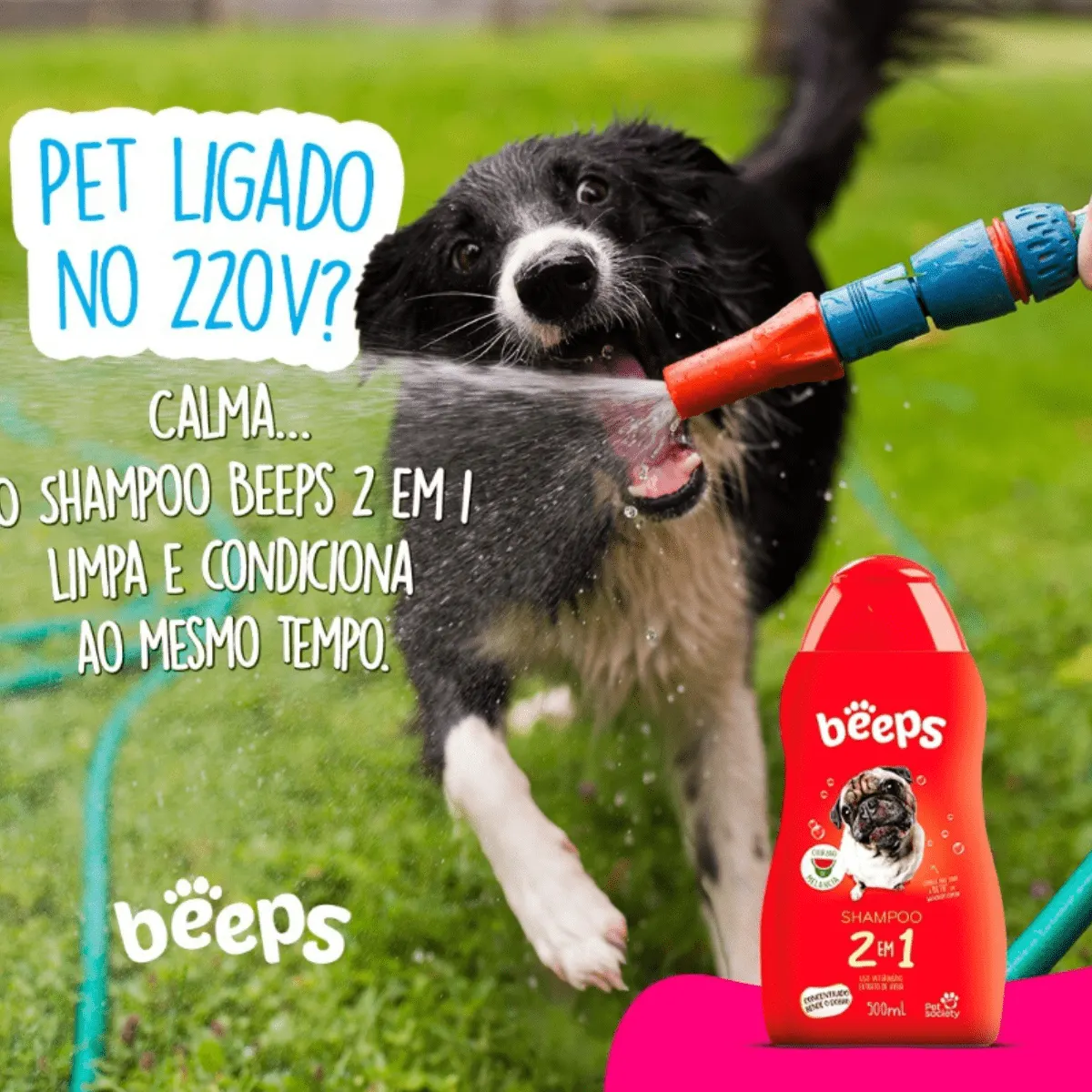 Shampoo Beeps Pet Society Beeps 2 em 1/Para Cães 500ml