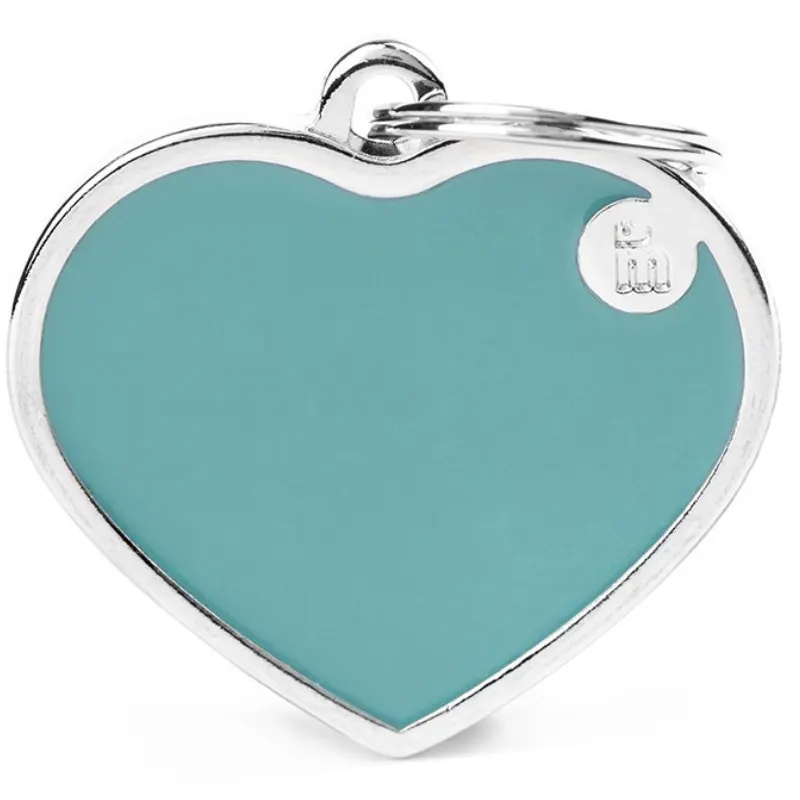 Medalha de Identificação My Family Coração Handmade Grande Azul Claro