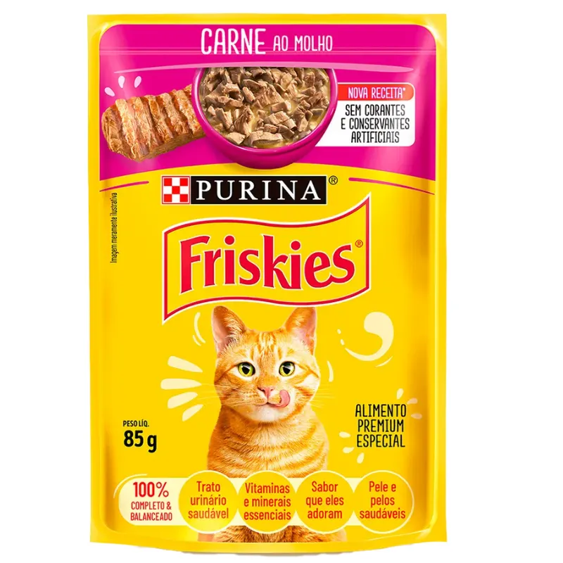 Friskies Sachês para Gatos Adultos Sabor Carne 85g