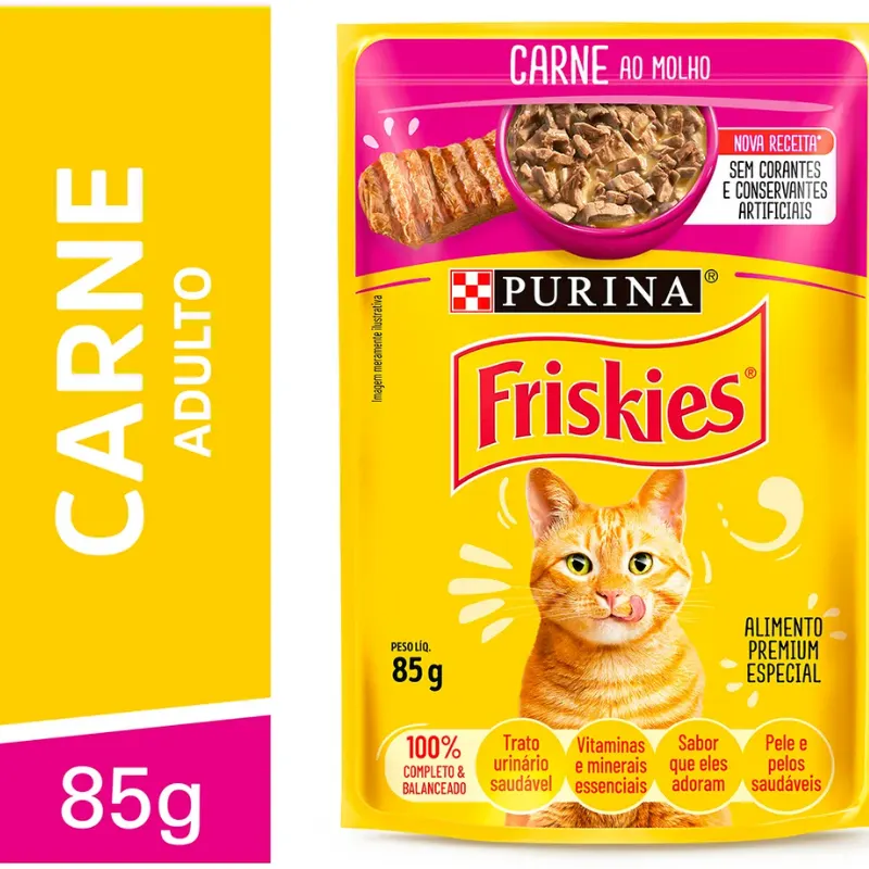 Friskies Sachês para Gatos Adultos Sabor Carne 85g