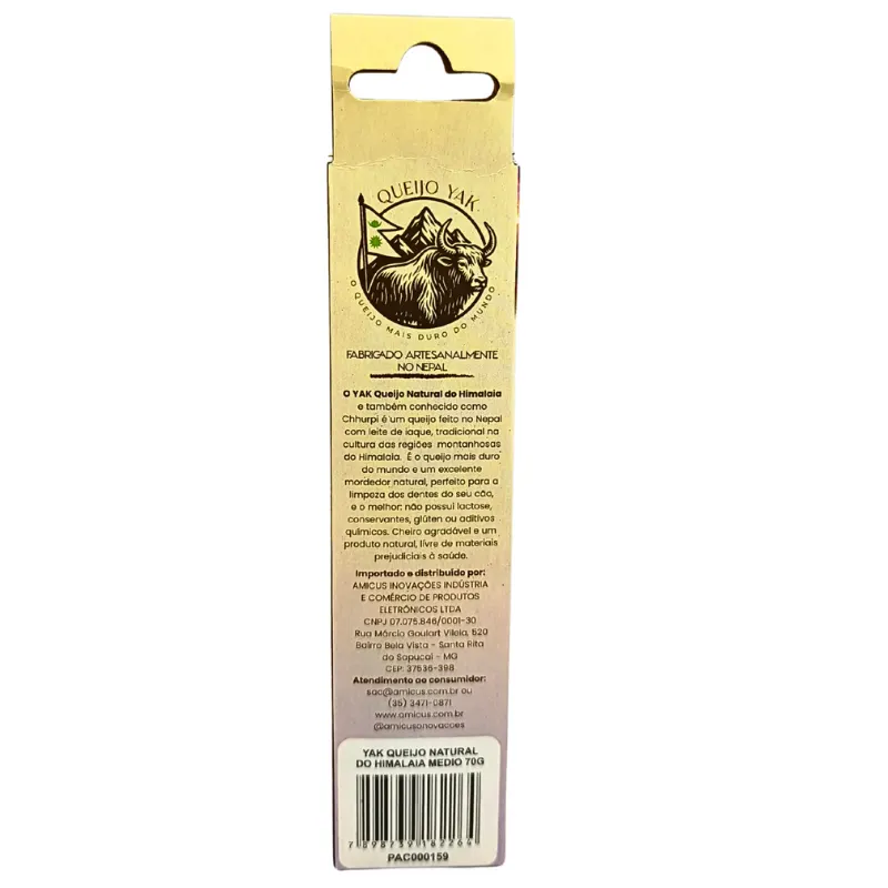 Petisco Amicus Queijo Yak Natural do Himalaia Médio 70 g