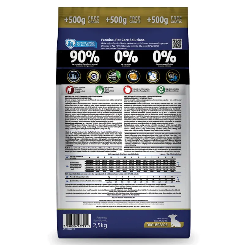 Ração N&D Tropical Selection para Cães Filhotes Cordeiro Mini 2,5 Kg