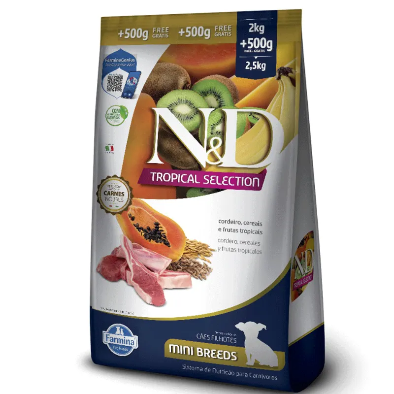 Ração N&D Tropical Selection para Cães Filhotes Cordeiro Mini 2,5 Kg