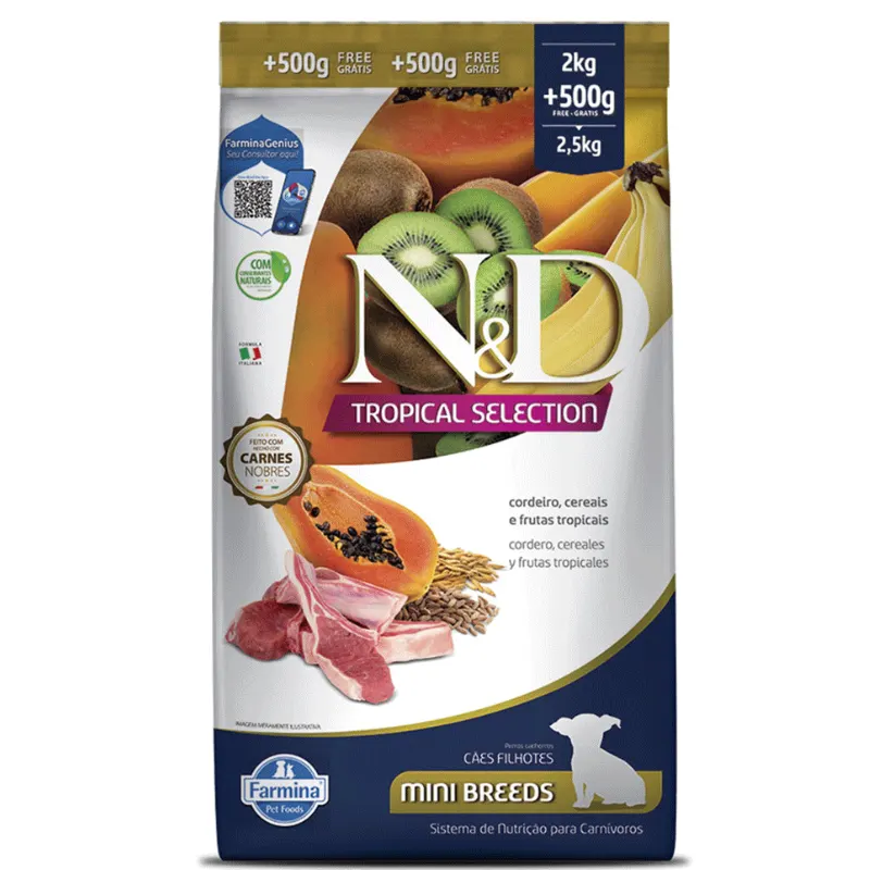 Ração N&D Tropical Selection para Cães Filhotes Cordeiro Mini 2,5 Kg