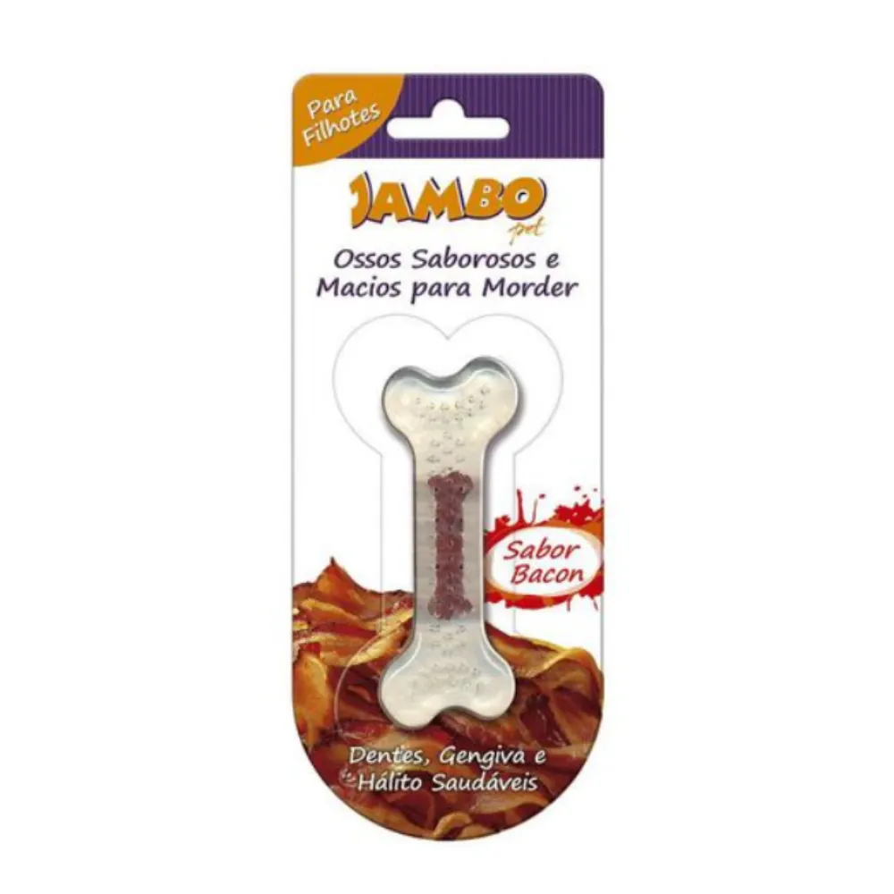 Osso Silicone Boninho Grande Bacon Jambo para Cães