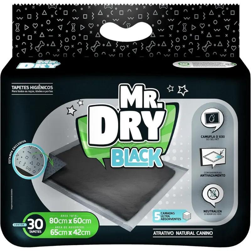 Mr Dry Tapete Higiênico Black 30 Un 80x60
