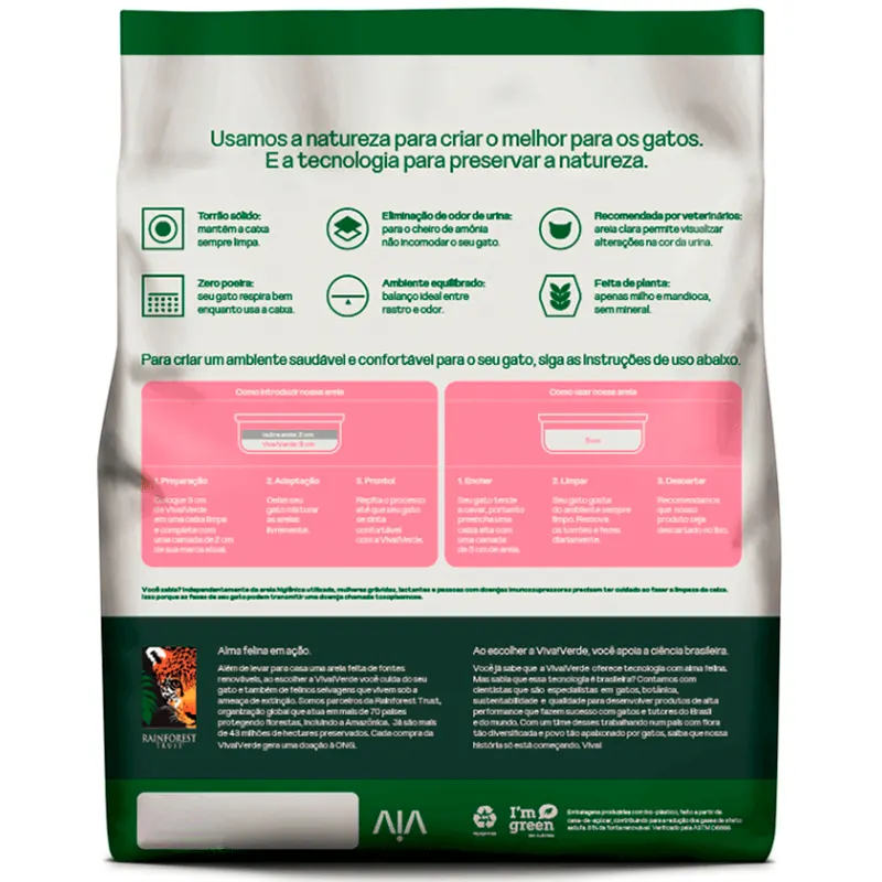 Areia Higiênica Viva Verde Grãos Mistos 10 Kg