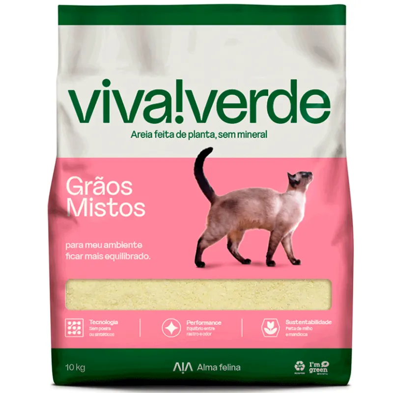 Areia Higiênica Viva Verde Grãos Mistos 10 Kg