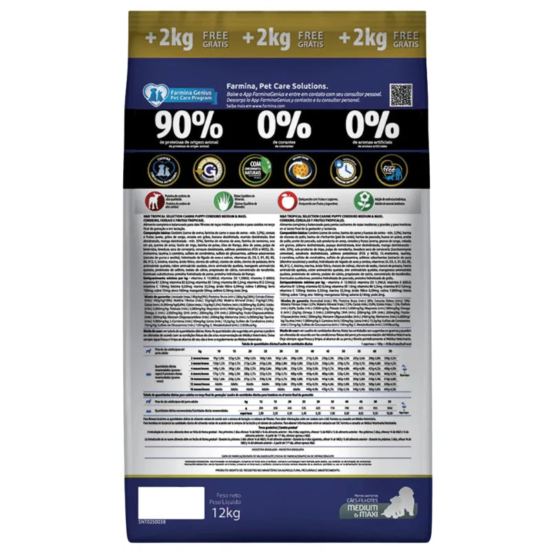 N&D Tropical Selection para Cães Filhotes CordeiroMd/Max 10+2kg