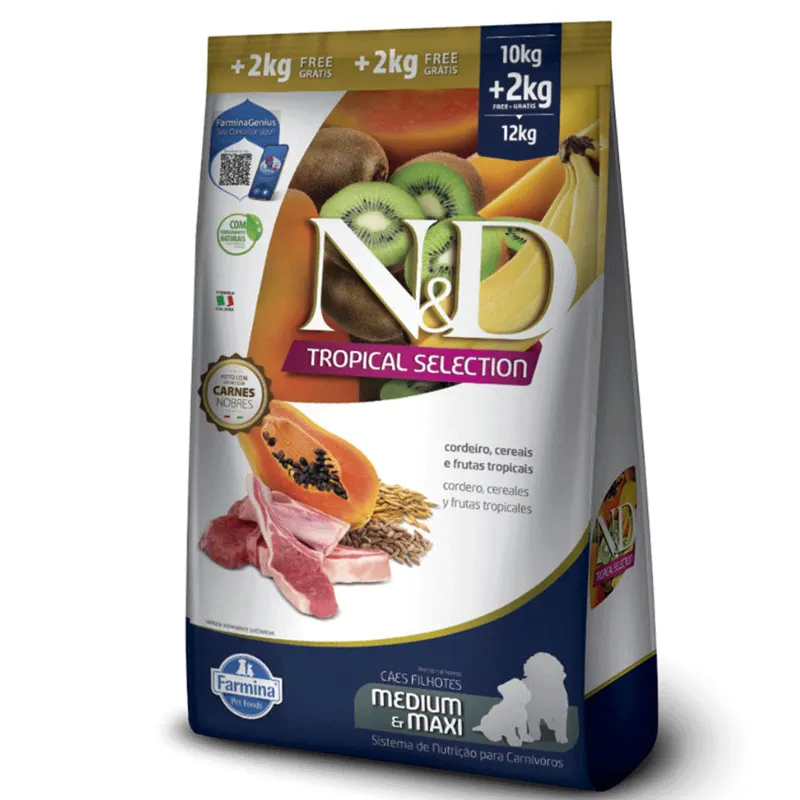 N&D Tropical Selection para Cães Filhotes CordeiroMd/Max 10+2kg