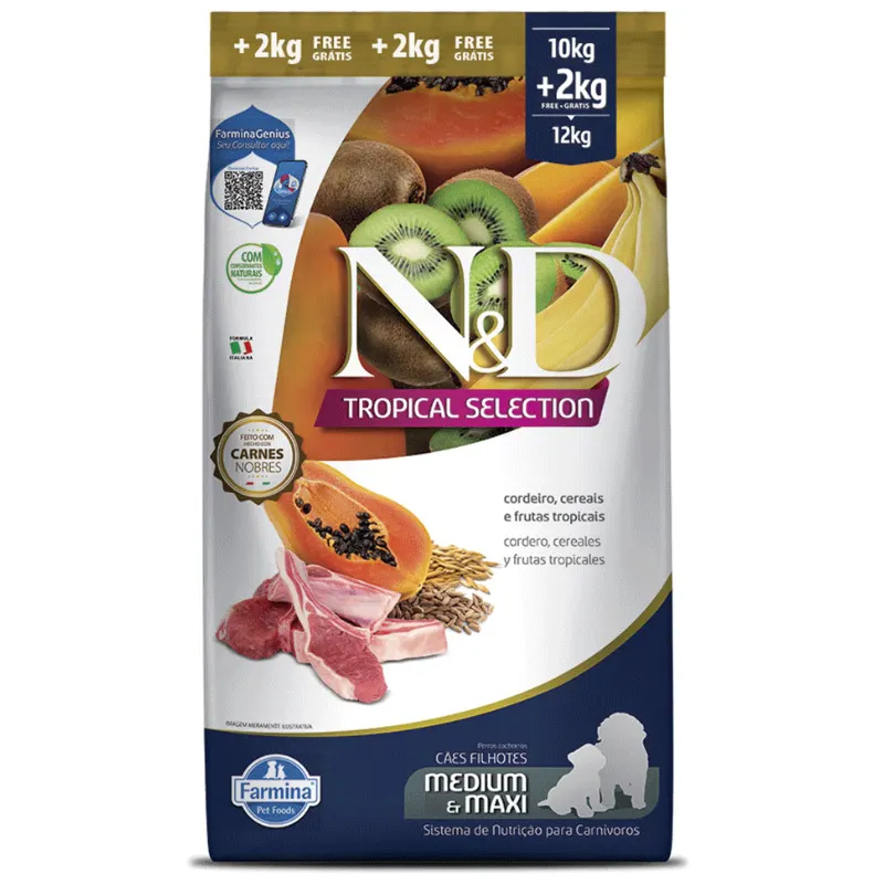 N&D Tropical Selection para Cães Filhotes CordeiroMd/Max 10+2kg
