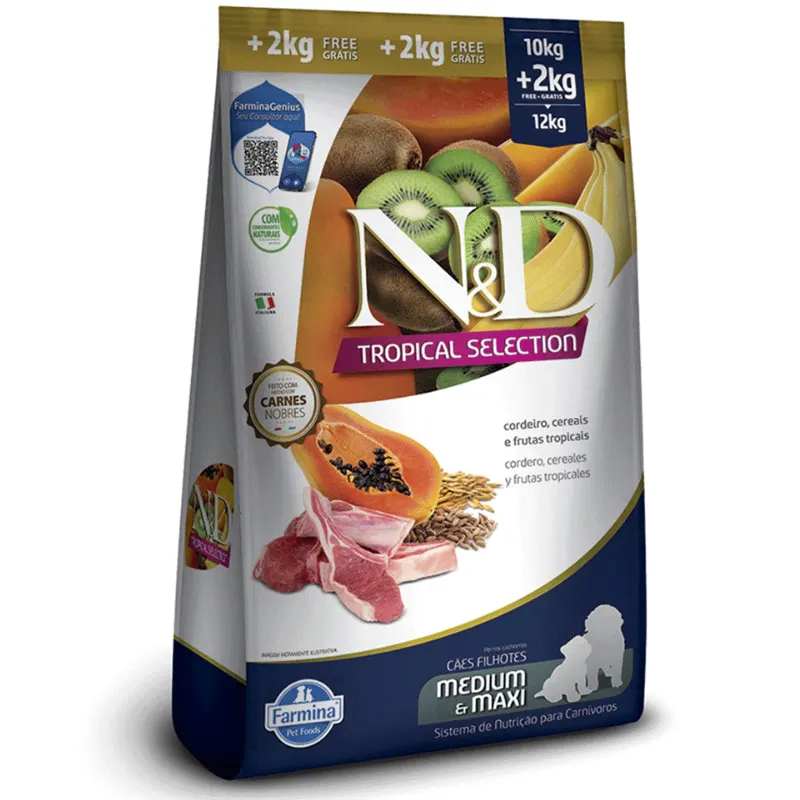 N&D Tropical Selection para Cães Filhotes CordeiroMd/Max 10+2kg