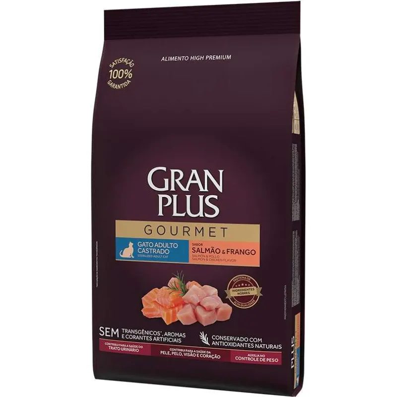 Ração GranPlus Gato Gourmet Adt Castrado Salmão/Frango