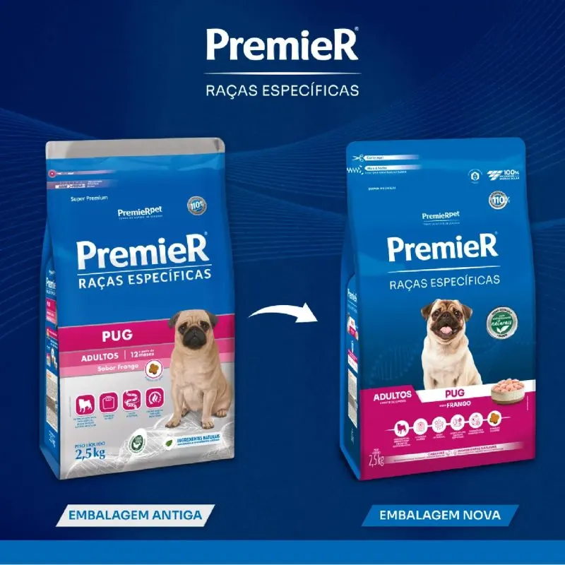 Ração Premier Cães Adultos da Raça Pug