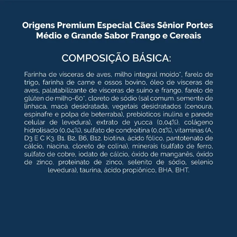 Origens Cão Sênior Médio Grande 15 Kg