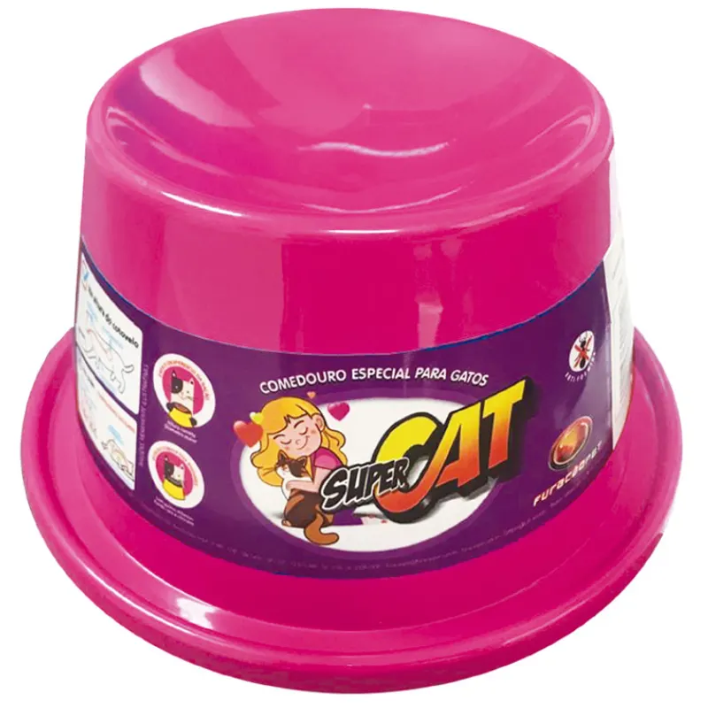 Comedouro para Gatos Super Cat 200 Ml Rosa