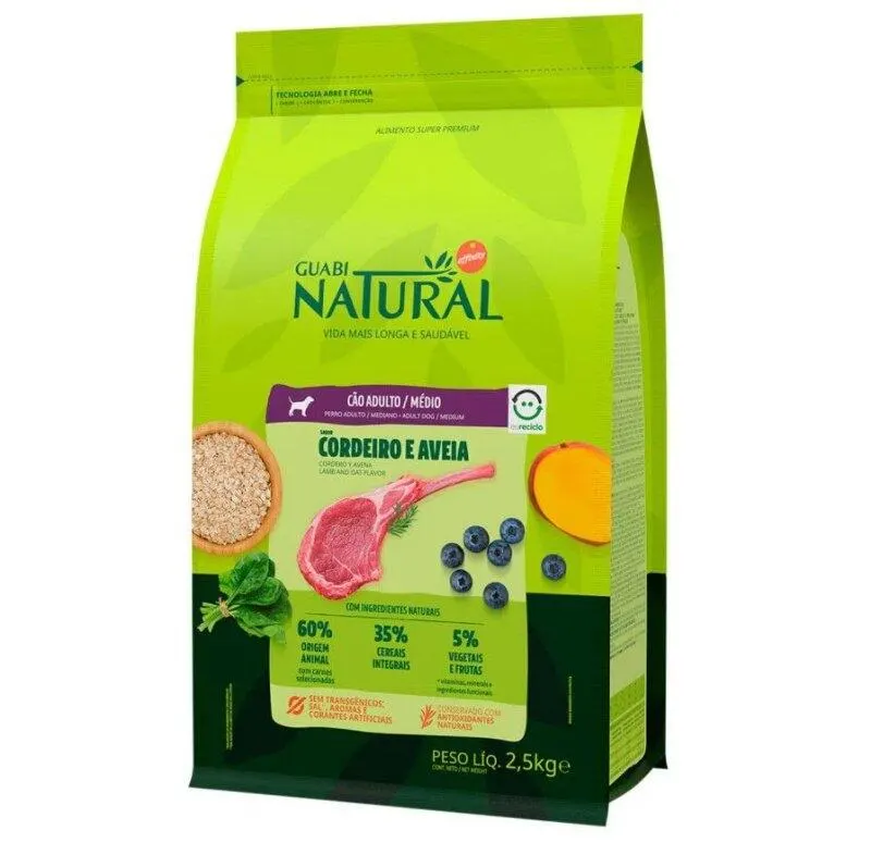 Ração G Natural Cães ADT Médio Cordeiro e Aveia 2,5kg