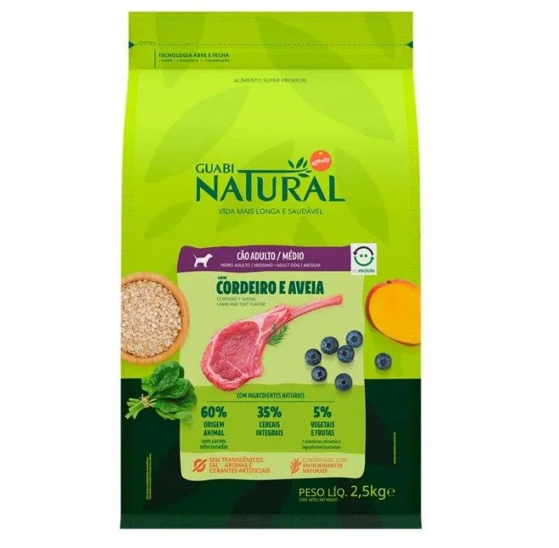Ração G Natural Cães ADT Médio Cordeiro e Aveia 2,5kg