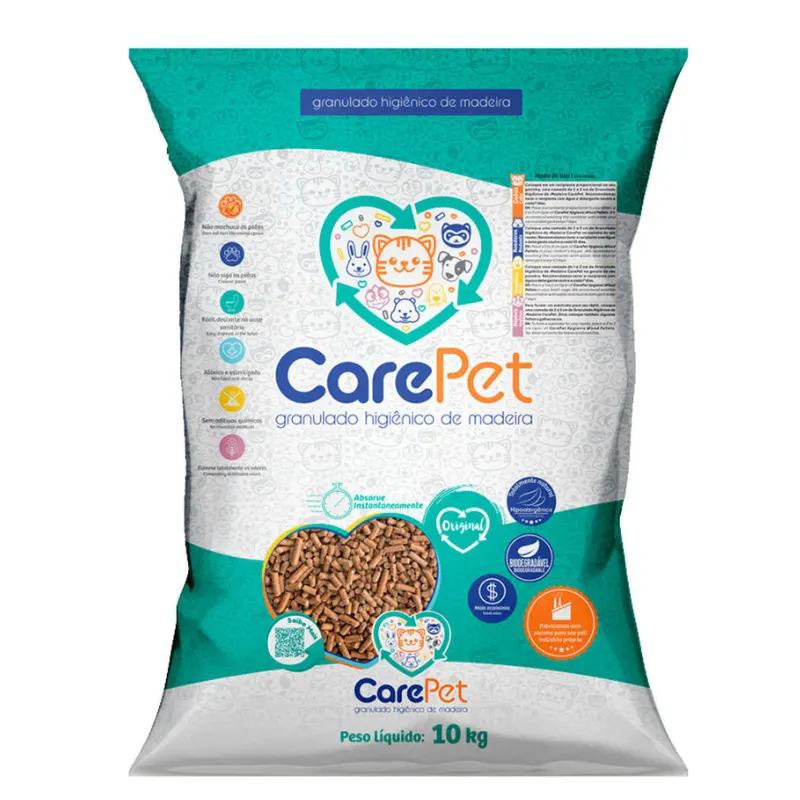Granulado Higiênico de Madeira CarePet Premium Original  - 10 Kg