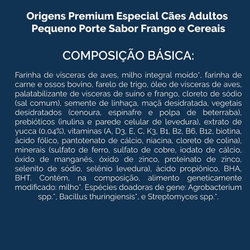 Ração Origens Cão Mini Pequeno Frango e Cereais