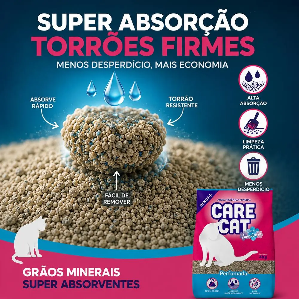 Areia Higiênica CareCat Perfumada Cheirinho de Amaciante 10 kg