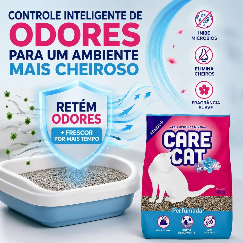 Areia Higiênica CareCat Perfumada Cheirinho de Amaciante 10 kg