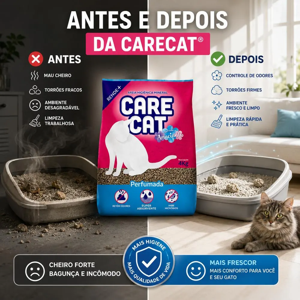 Areia Higiênica CareCat Perfumada Cheirinho de Amaciante 10 kg