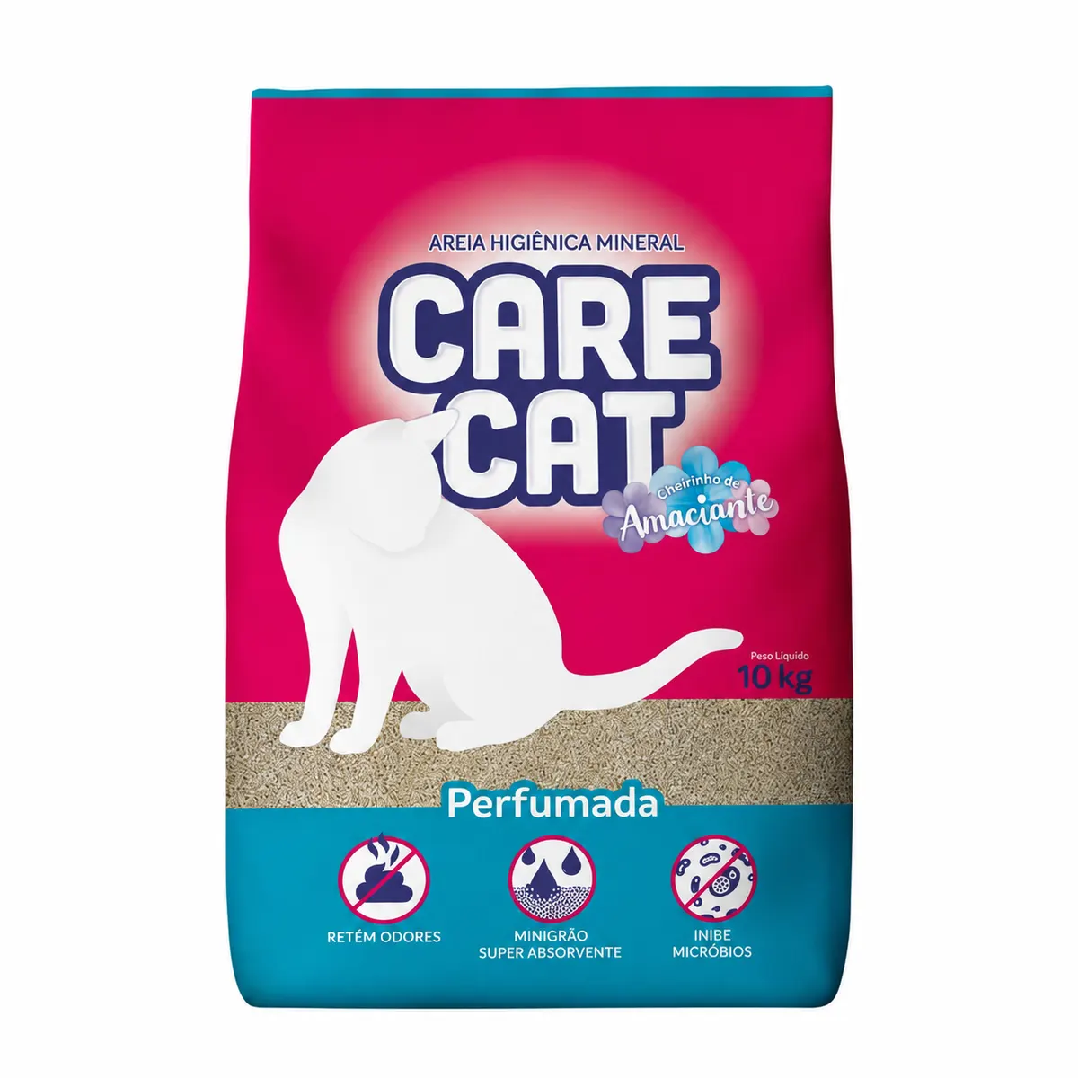 Areia Higiênica CareCat Perfumada Cheirinho de Amaciante 10 kg