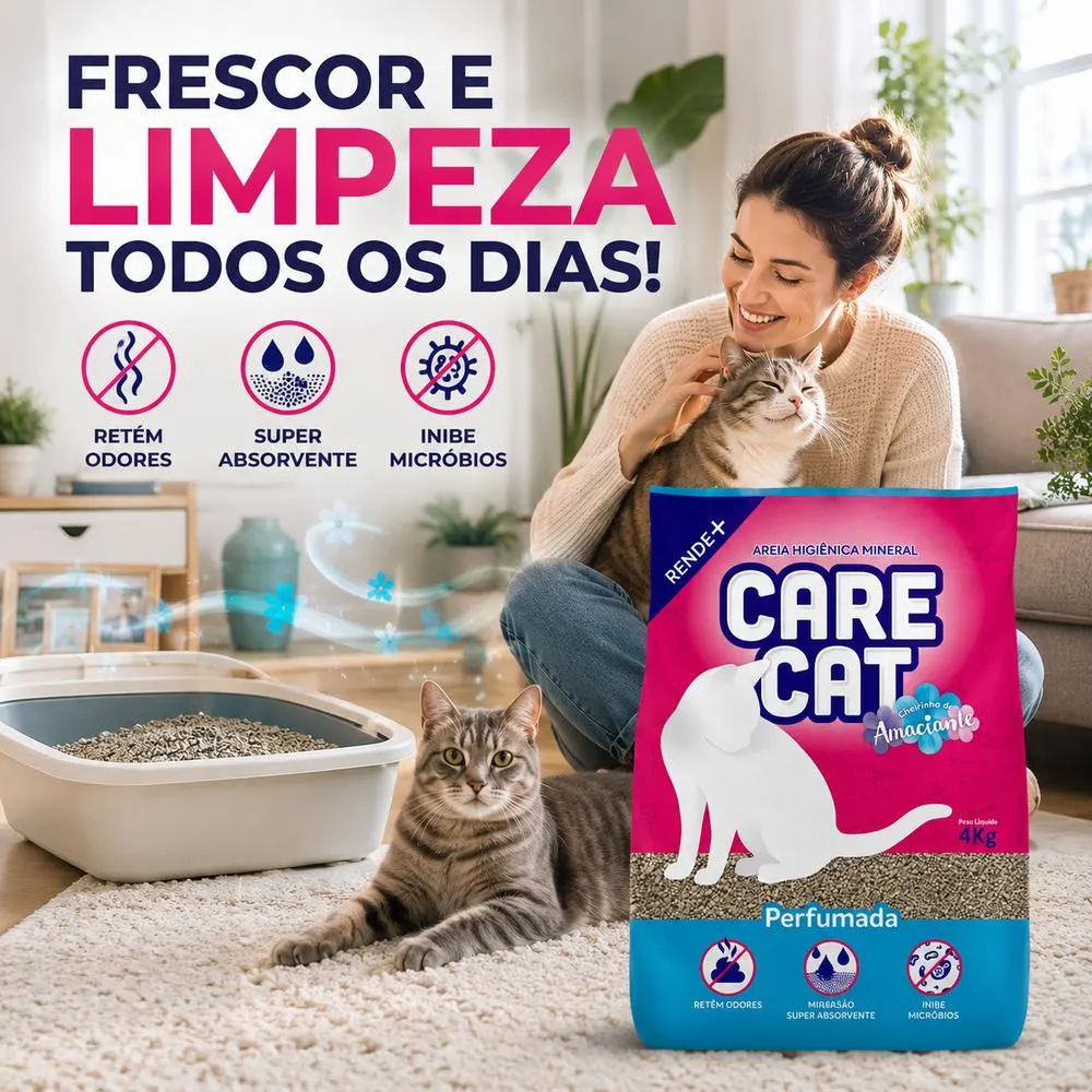 Areia Higiênica CareCat Perfumada Cheirinho de Amaciante 10 kg