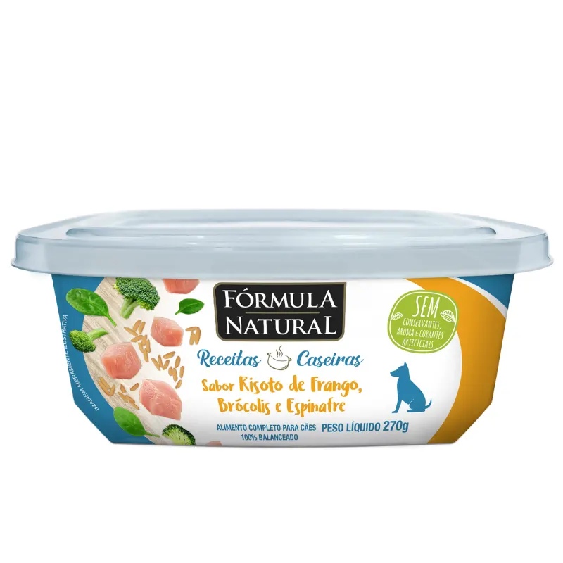 Fórmula Natural Receitas Caseiras para Cães Adultos Sabor Risoto de Frango com Brócolis e Espinafre 270g