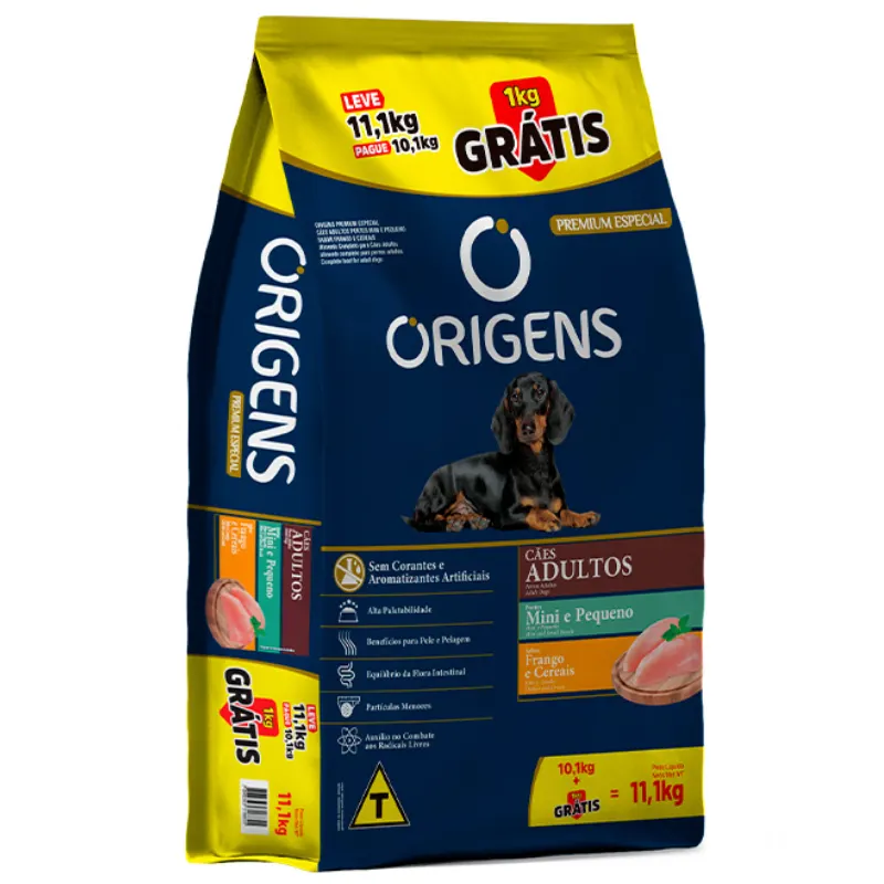 Ração Origens para Cães Mini e Pequenos Frango e Cereais 11,1 Kg