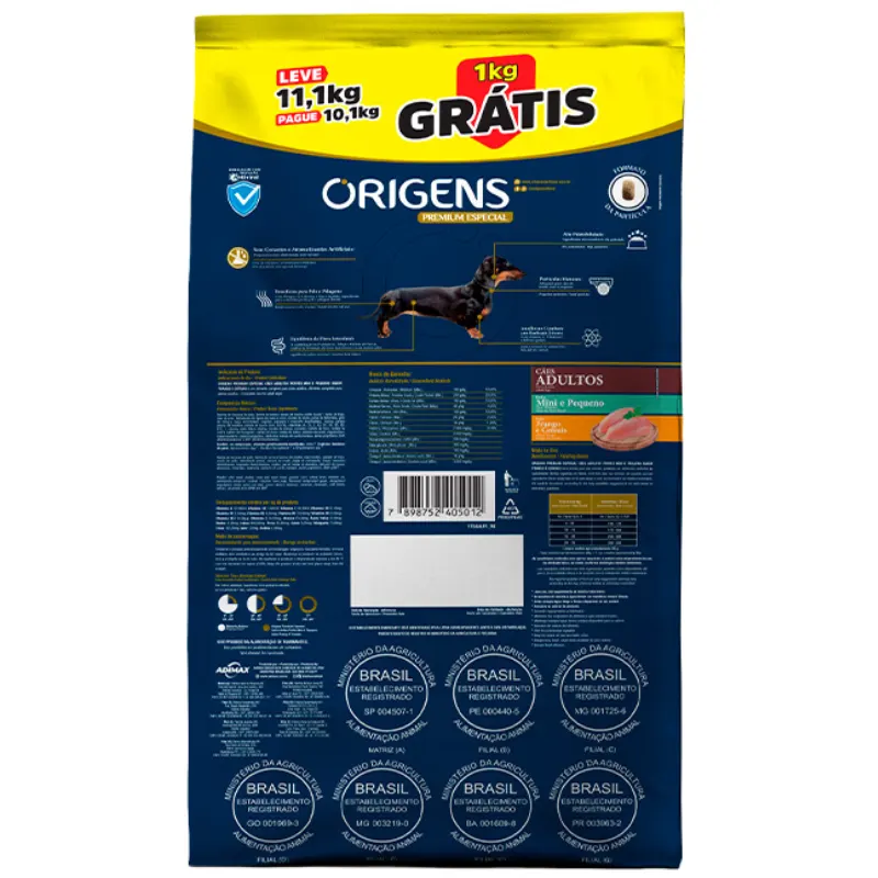 Ração Origens para Cães Mini e Pequenos Frango e Cereais 11,1 Kg