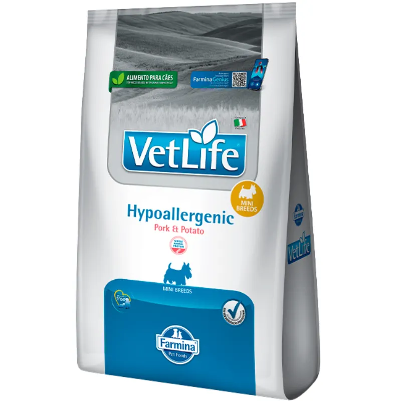 Ração Vet Life Hypoallergenic Pork & Potato para Cães Adultos de Mini e Pequeno Porte 2 kg