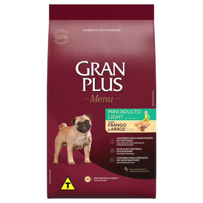 Ração GranPlus Menu Cães Adultos Light Mini