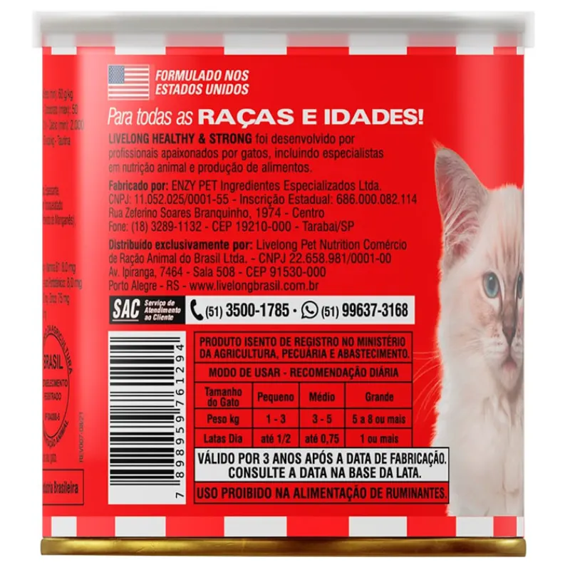 Ração Úmida Livelong Sabor Cordeiro para Gatos 300 g
