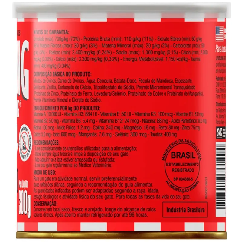 Ração Úmida Livelong Sabor Cordeiro para Gatos 300 g