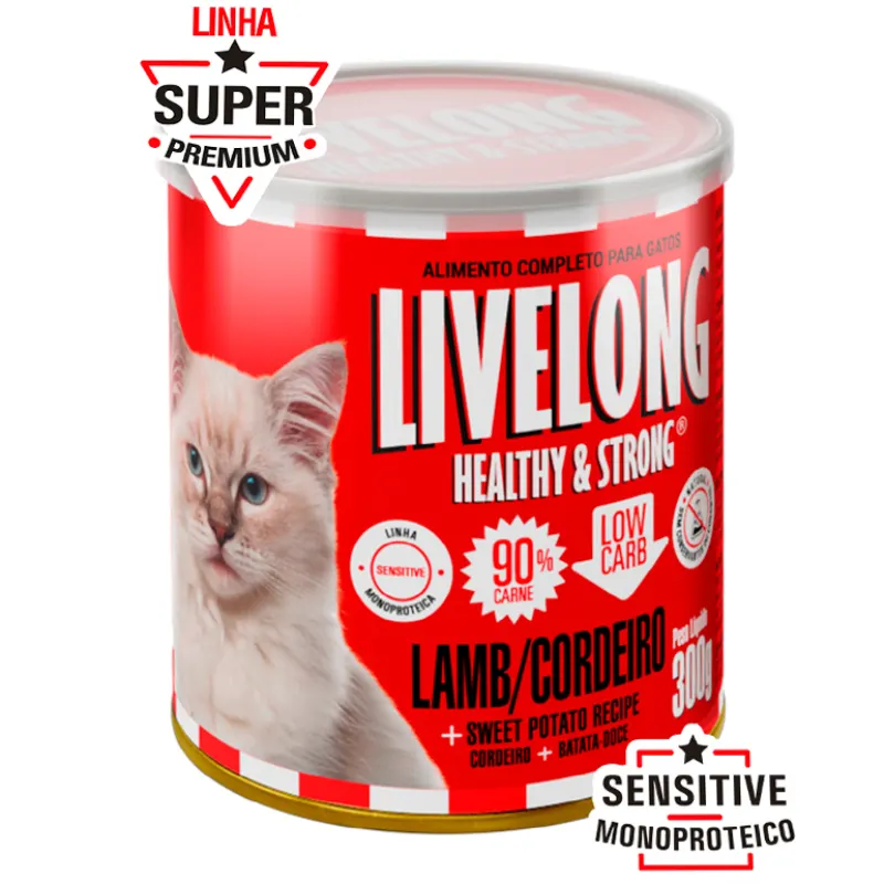 Ração Úmida Livelong Sabor Cordeiro para Gatos 300 g