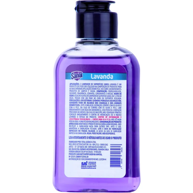 Sanol Limpador Concentrado de Superfície Lavanda 120 ml