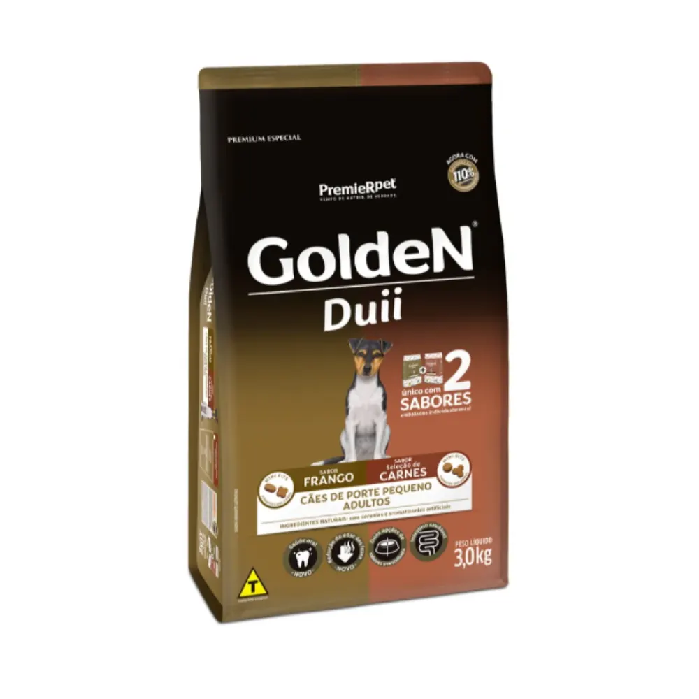 Ração Golden Duii Mini Bits Cães Adultos Frango/Carnes - 3kg