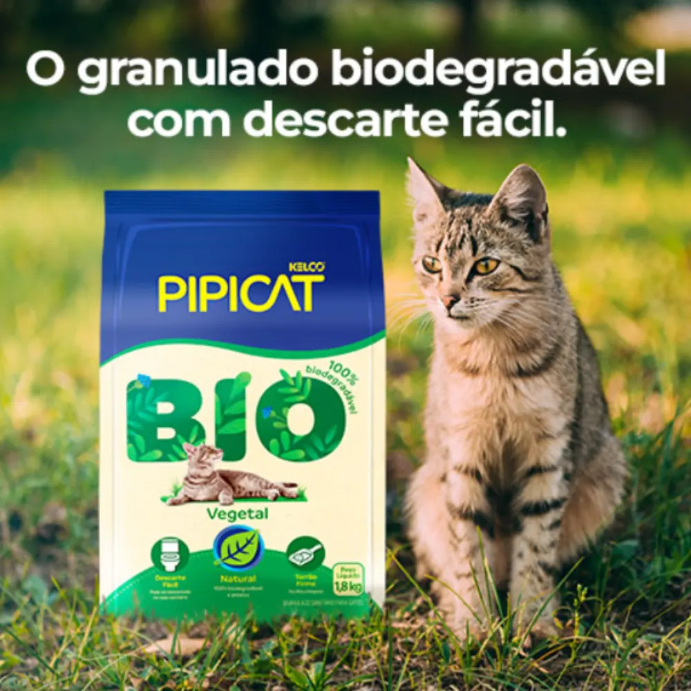 Granulado Sanitário Pipicat Bio Vegetal para Gatos 1,8kg