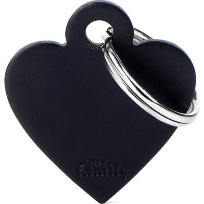 Medalha My Family Id Basic Aluminum Coração Preto P