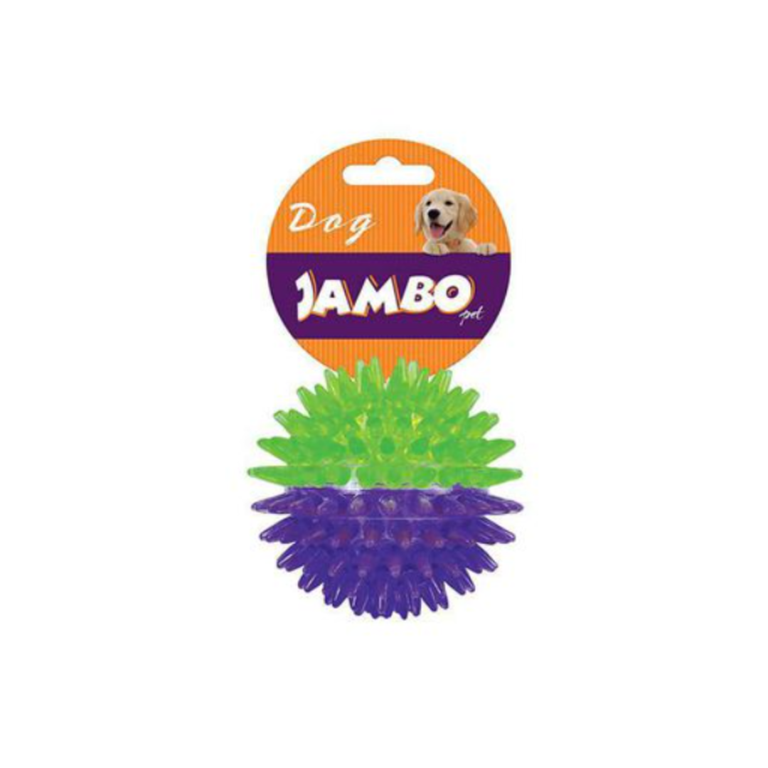 Brinquedo Jambo Bola TPR Espinho Dual Roxo e Verde