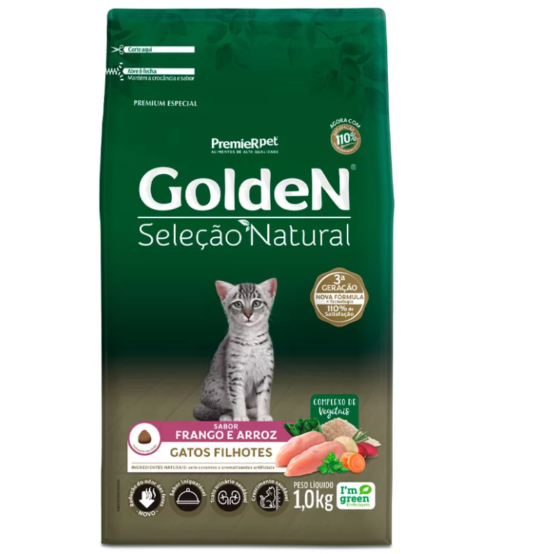 Ração Golden Seleção Natural Gatos Filhotes Frango e Arroz