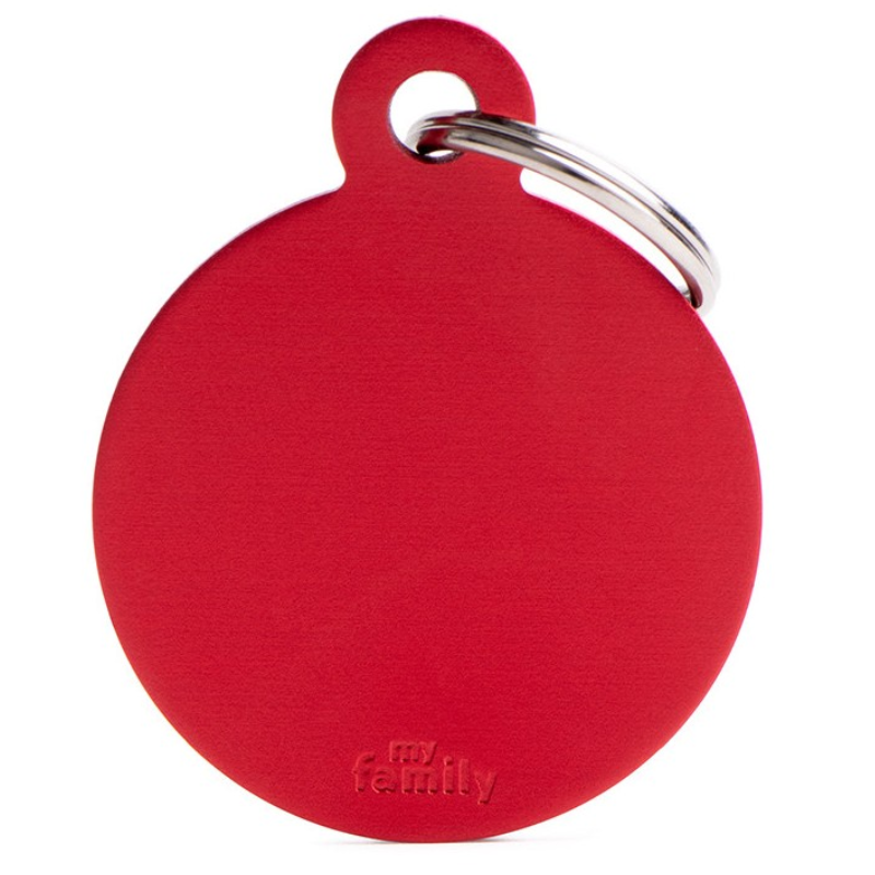 Medalha de Identificação My Family Círculo Grande Alumínio Vermelho