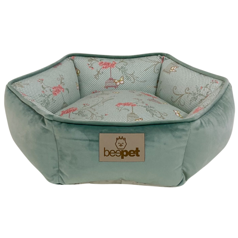 Cama Beepet Hexagonal Veludo Verde Malva