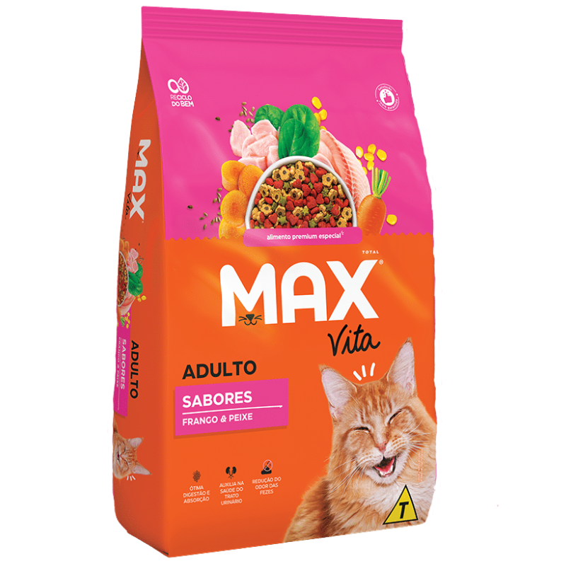 Ração Max Vita Sabor Frango e Peixe para Gatos Adultos 20 Kg