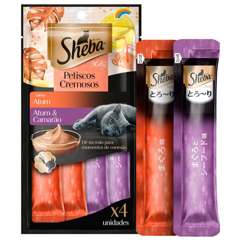 Petisco Sheba Cremoso para Gatos Atum e Atum com Camarão 48 g