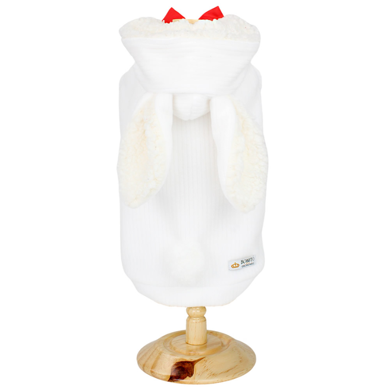Casaco Coelho Laço Branco Bonito pra Cachorro