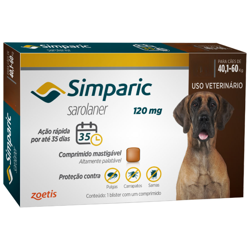 Simparic 120 mg para Cães 40 A 60 Kg