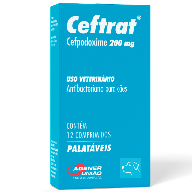 Antibacteriano Agener União Ceftrat 200mg para Cães 12 Comprimidos